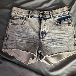 Washed blue denim shorts